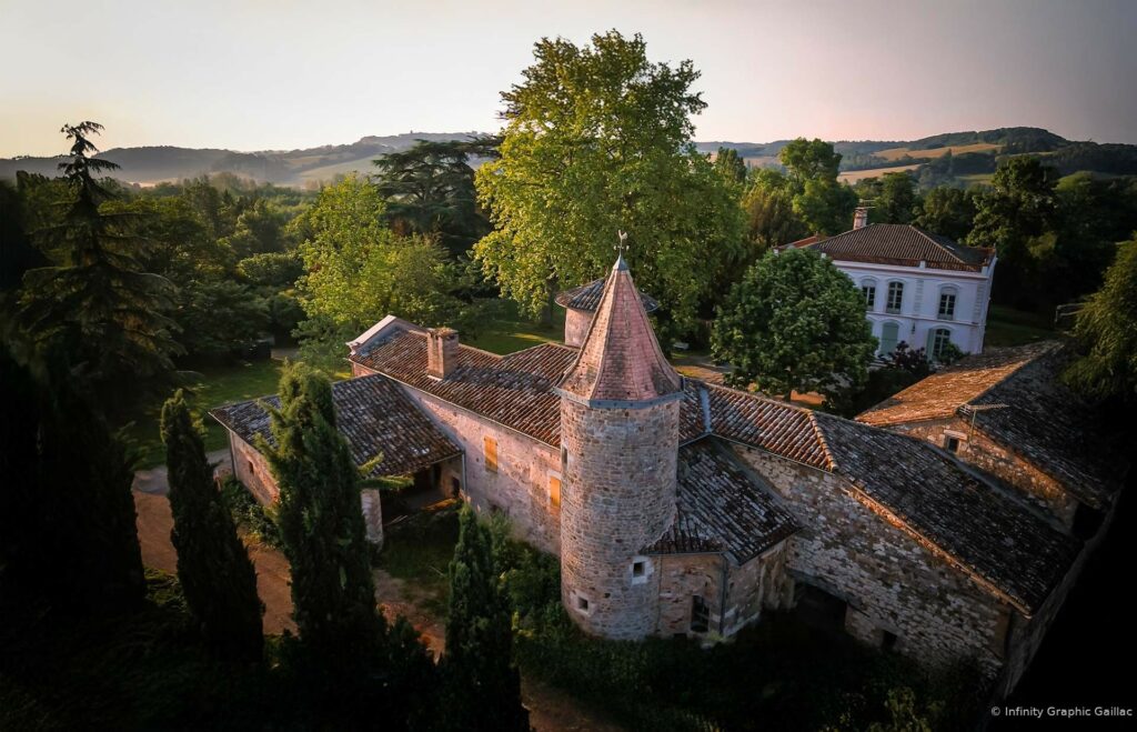 Vue aérienne du château et du parc