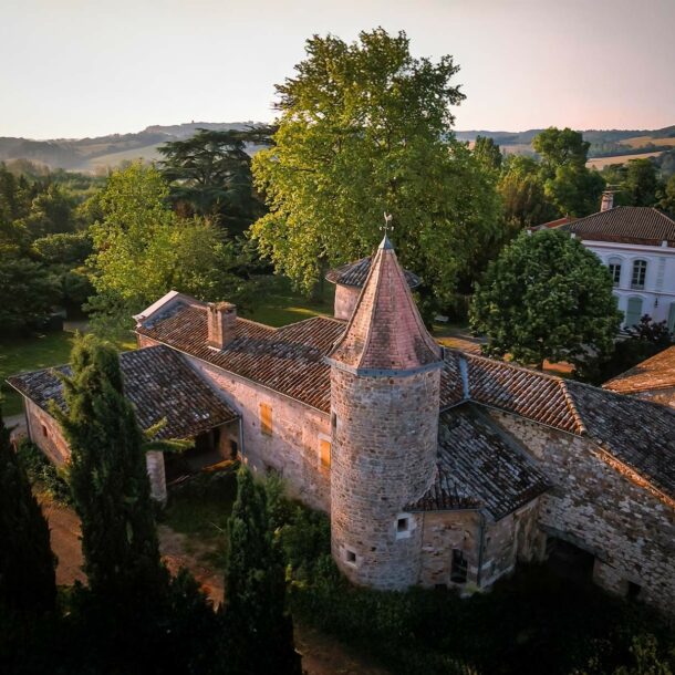 Vue aérienne du château et du parc