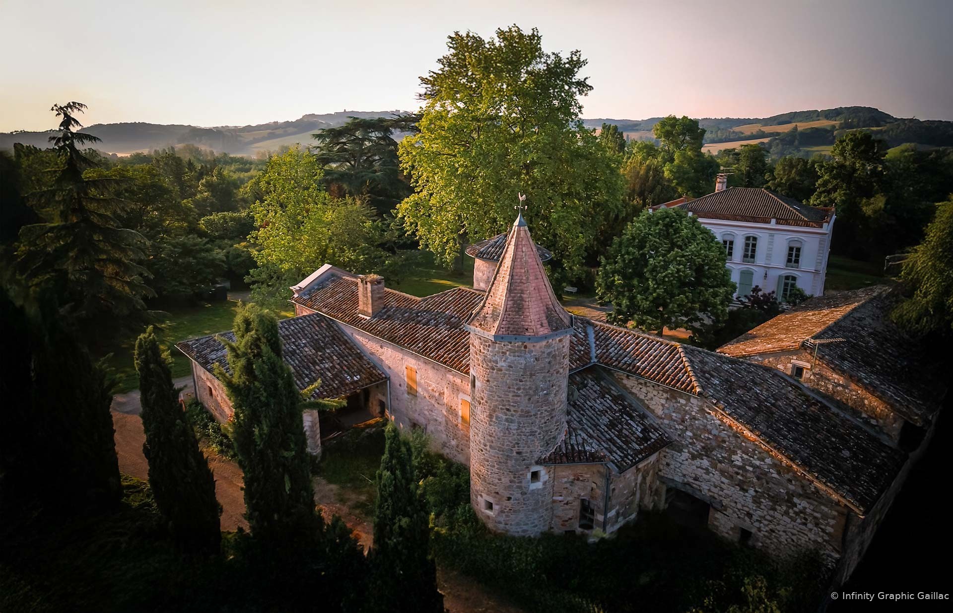 Vue aérienne du château et du parc