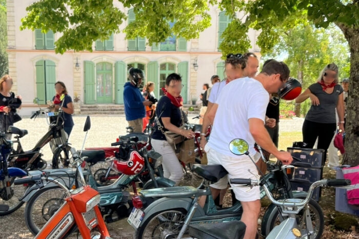 Group of Cyclists and Bikes Outdoors