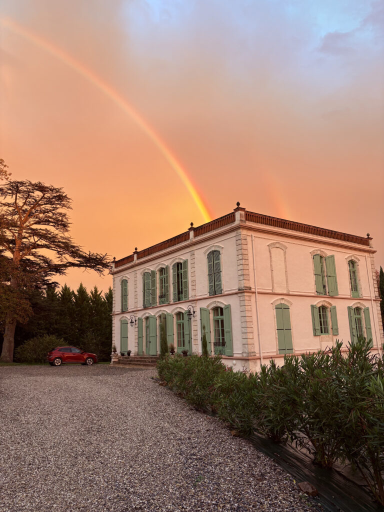 Château at Domaine de la Durantie at sunset